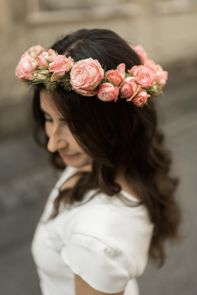 Floraler Haarkranz für Hochzeit von die Blume Bamberg