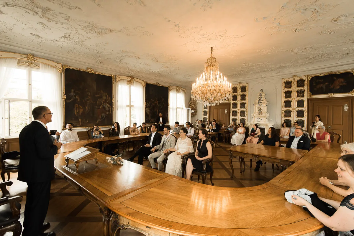 Rokokosaal im Alten Rathaus Bamberg während einer Standesamt Hochzeit