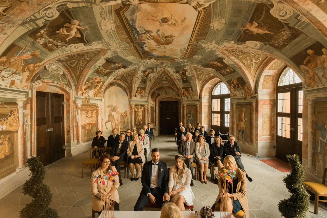 Hochzeit mit Trauuung in der Sattelkammer des Schloss Weissenstein